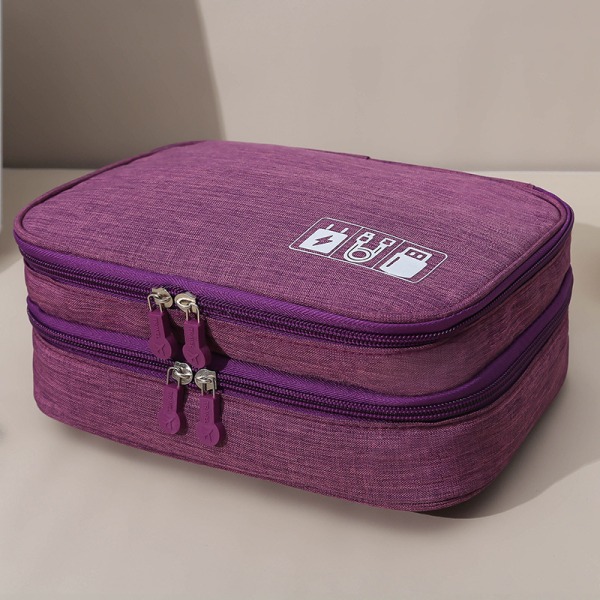 Bärbar multifunktionell digital förvaringsväska Elektronisk tillbehörspåse Reseskydd och bär, lila Purple
