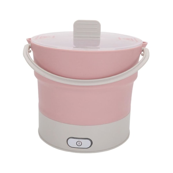 bärbar hopfällbar ångkokare Hot Pot Stewing Cook Mini Pan Silikon Elektrisk Vattenkokare Rosa 1st