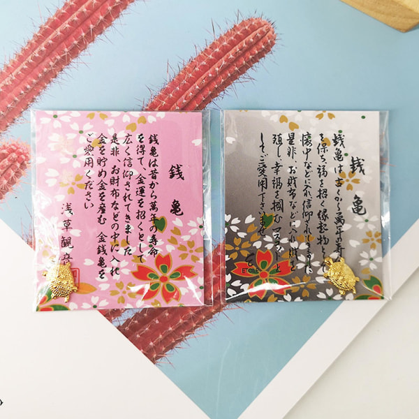 Guld Silver Lucky Turtle Lucky Turtle Tortoise Flower Paper Card Bring Luck pink Sakura Paper Card Silver turtle