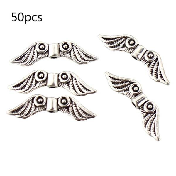 50 st Angel Wing Spacer Metal Charm Pärlor För Gör-det-själv Armband Halsband Smyckestillverkning
