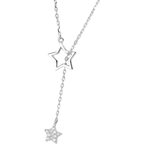 3st Enkelt Pentagram hänge Halsband Kristallstjärna Tofs Nyckelbenskedja För Kvinnor Flickor (Guld) Silver