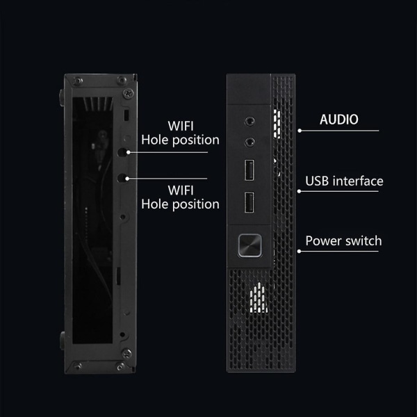 Litet Micro Qx02 Htpc- case med frontportar Desktopchassi för gör-det-själv