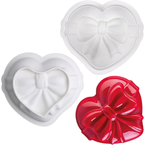 3D-hjärta silikonformar Bowknot Heart Mould Love Heart form för alla hjärtans dag-jubileum