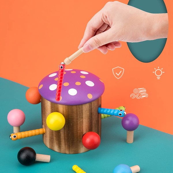 Svamp hackspett leksak Magnetspel Förbättra finmotorik Hackspett Catch Worm Leksak Förälder-barn Interaktiv magnetisk Catch Worm Toy