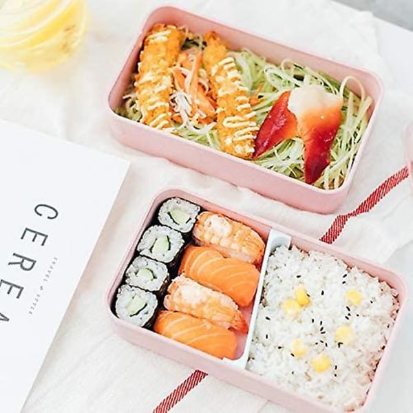 Bento Box Lunchlåda 2 våningar BPA-fri med återanvändbar bestick Japansk