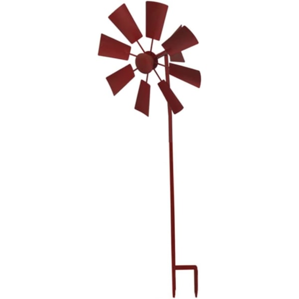 Trädgårdsväderkvarn Roterande vindspinnare Dekoration Stake Pinwheels för utomhusväxthus gräsmatta Claret dekorativ hög, dekorativ väderkvarn 2st