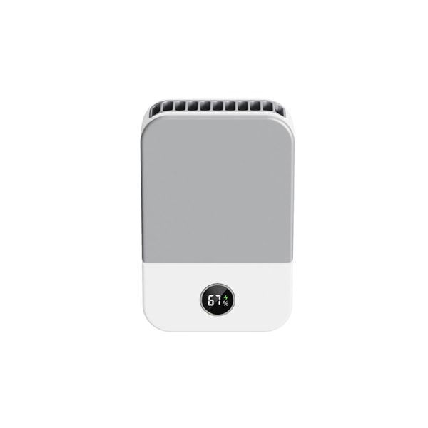 Fläkt Bärbar halshängande fläkt med digital skärm USB -uppladdningsbar handhållen midjefläkt utan blad white