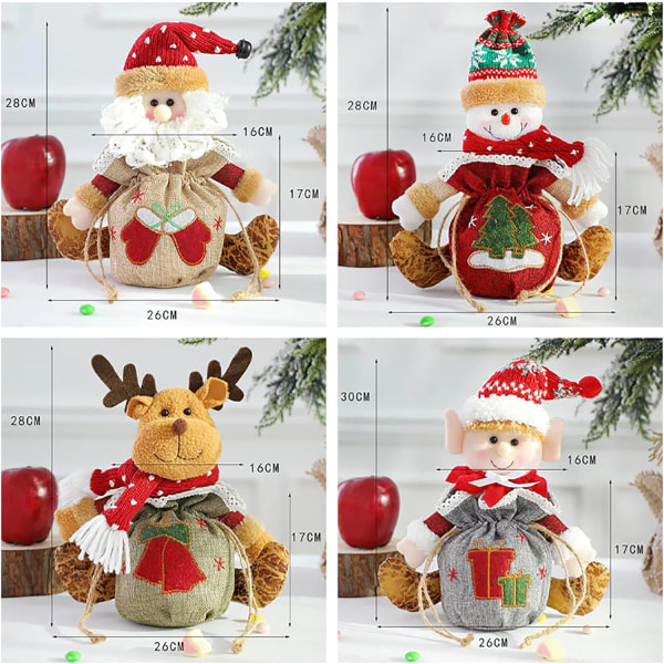 Juldockor Presentpåse Godispåse Juldekorpåsar Tecknade godispåsar Xmas Goody Pouch Kreativ Snowman Apple old man