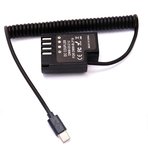 Typ C USB -kabel till Dmw-dcc12 DC-koppling för Gh3 Gh4 Gh5 Gh5s G9-kamera