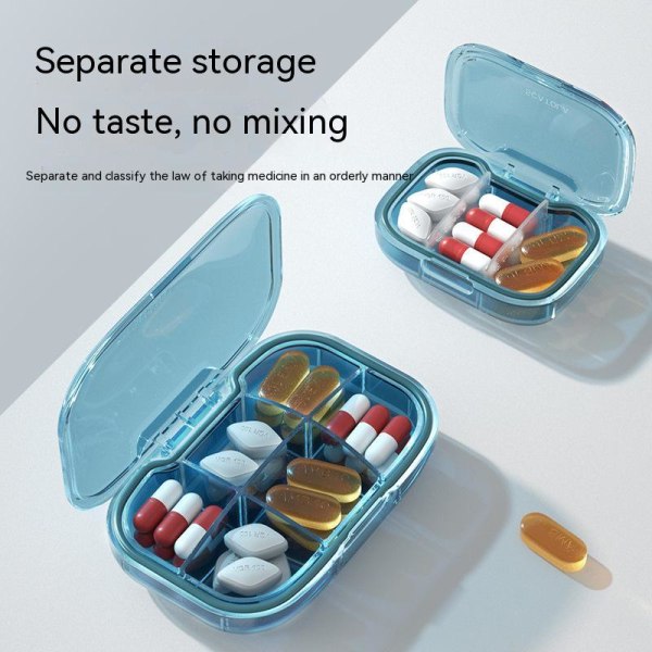 Pill Box Bärbar Pill Box med flera fack och förseglad fuktsäker design blue L