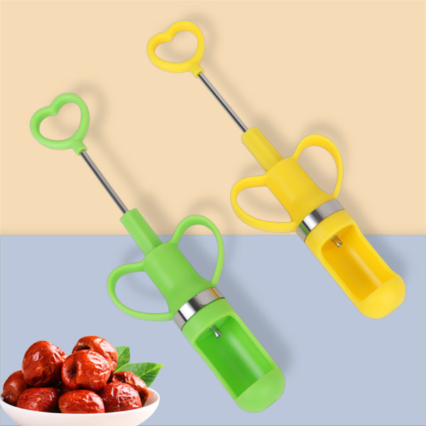 Fruit Core Remover Plast Multifunktionell Effektiv Jujube Pitter Köksverktyg Bekvämt handtag yellow