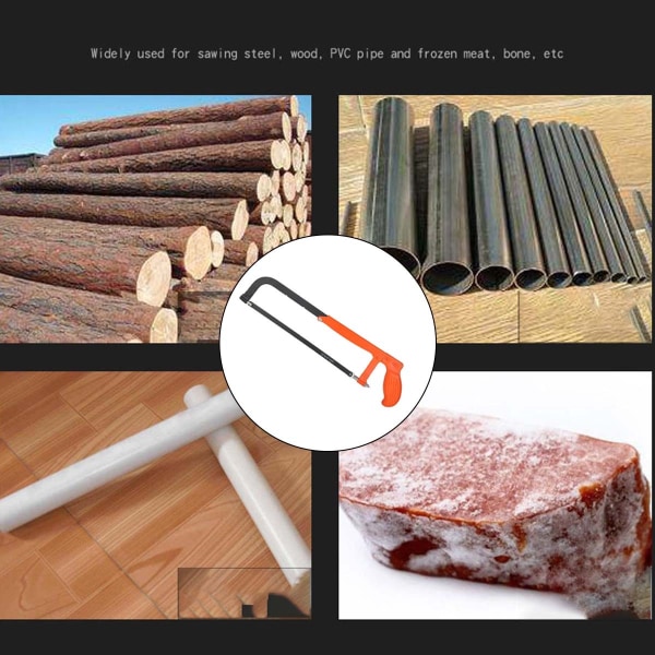Handhållen bågfil utbytbara blad, 45°/90° bågfil ram för metall, trä, stål, PVC-rör, Frozen kött, bågsåg 2