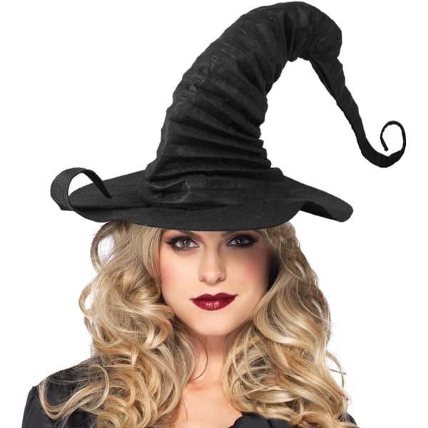 2st häxhatt Svart spetsig trollkarlhatt, häxdräkttillbehör Wicked Witch Hat för Vuxen Maskerad Cosplay Party Inredning