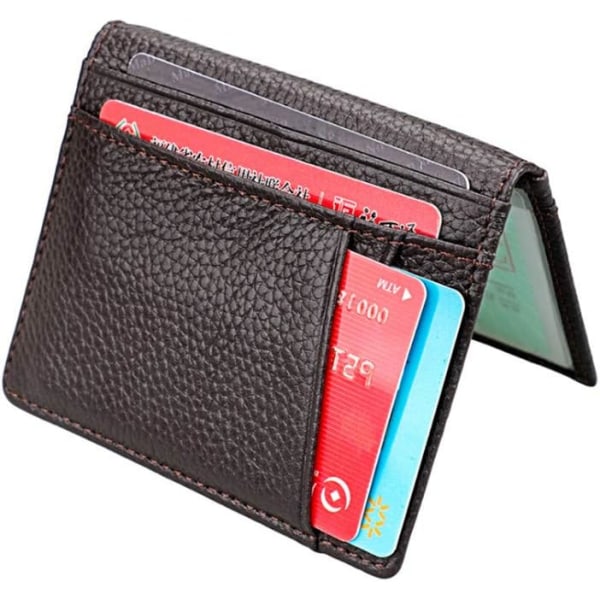 Enkel plånbok för unisex, ultratunn läderplånbok Kort plånbok Myntväska Korthållare Mynt-ID-hållare för kvinnor Herr Gif brown