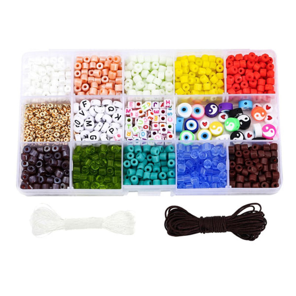 1100x Letter Pärlor Armbandstillverkningssats Spacer Beads Färgglad pärla med snöre