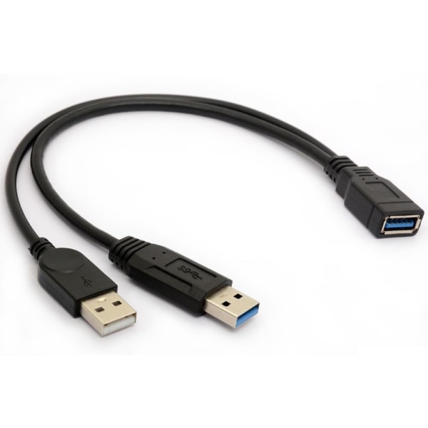 USB 3.0-kabel Dubbla power Y-adapter typ A ledning hane till hona förlängningskod 30 cm