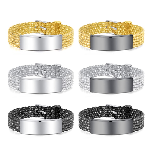 Enkelt och personligt gör-det-själv-armband - Justerbart unisex -silikonarmband i flera färger black silver
