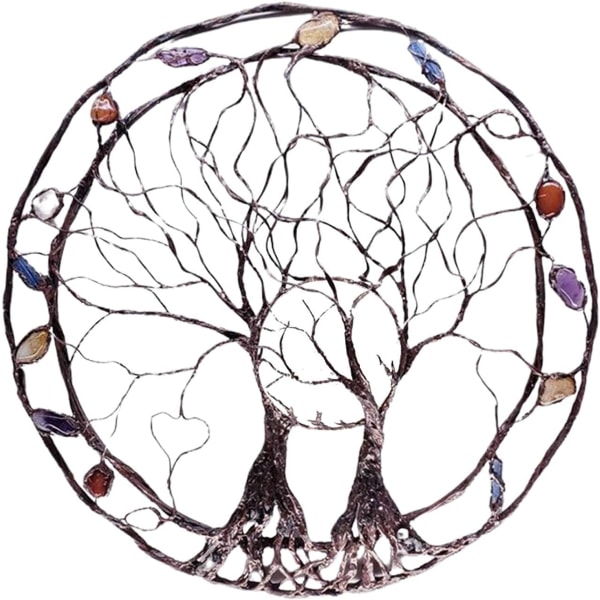 Circle Of Life Väggkonst, Livets träd Vägg Metallhängande hantverksdekoration Kramträd Andlig meditationsdekor för hemmakontoret