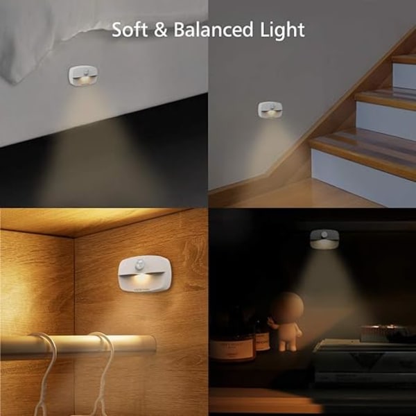 Rörelsesensor nattlampa, rörelsesensorlampor inomhus, batteridrivna LED-trappljus med självhäftande kuddar 1
