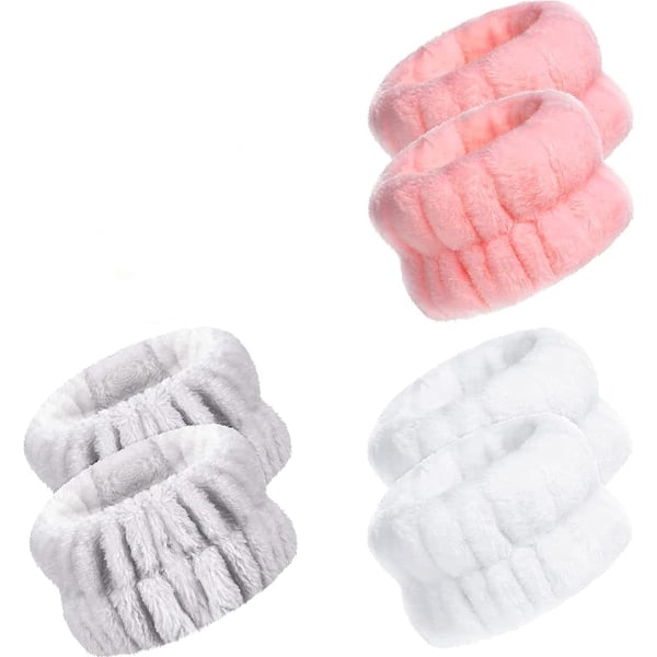 3 st Spa Pannband Mjuk Coral Fleece Elastiskt Pannband med Handledstvätt Band Ansiktsmakeup Pannband Kosmetisk hårband Wash
