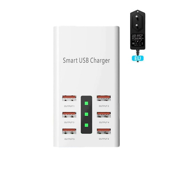 USB Charger Hub Us/eu/uk/au Plugg 6 portar Väggladdare Adapter för pekdator EU