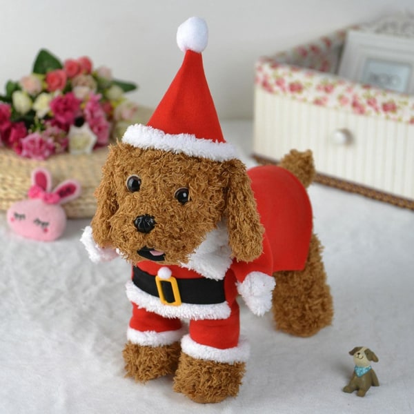Roliga jul hundkläder, hund husdjur Cosplay kostym jultomte hund kläder kostym tomte hatt, julfest Klä upp vinterduk