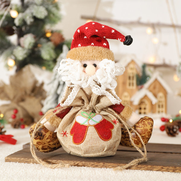 Juldockor Presentpåse Godispåse Juldekorpåsar Tecknade godispåsar Xmas Goody Pouch Kreativ Snowman Apple old man