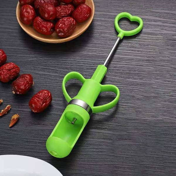 Fruit Core Remover Plast Multifunktionell Effektiv Jujube Pitter Köksverktyg Bekvämt handtag green