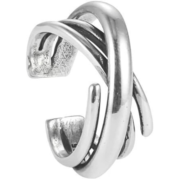 3st Simple Cross Open Ring Justerbar Stapling Finger Ringar För Kvinnor Flickor (Silver)