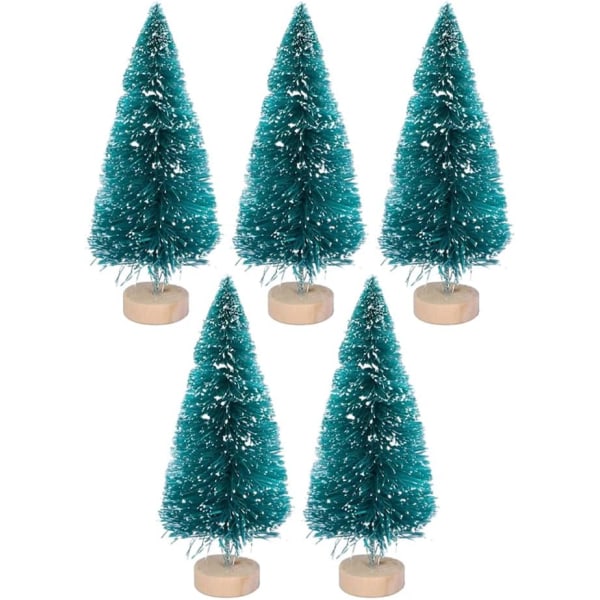 Miniatyr julgran Dollhouse Snow Xmas Mini Sisal Träd Artificiell snö Frost Träd Mini tall med trä bas 10st 12,5