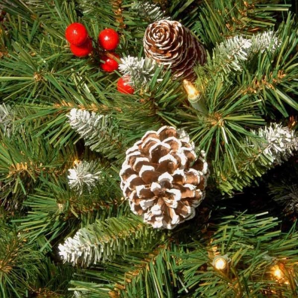 Julgirland med ljus 2,7 m förbelyst dekorerad krans, snöig krans med ljus, lång julgirland dekorationer med