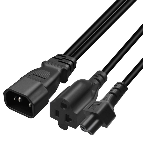 32cm/1ft Iec320 C14 till Iec320 C5 + Nema 5-20r power 1 in 2 ut Y-splitter Adapter Kabelförlängningskabel