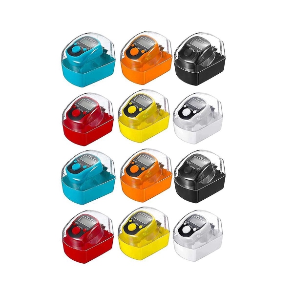 12-pack Digital Tally Finger Counter med LED, färgglad 5-siffrig H