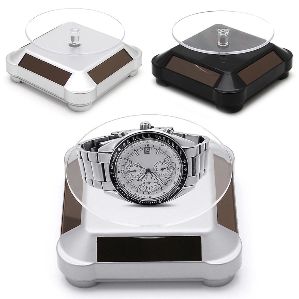 360 roterande skivspelare Power för watch smycken display stativ Silver