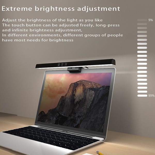 Typ C Powered Clip Laptop Light Led Task Lamp Justerbar Ljusstyrka För PC