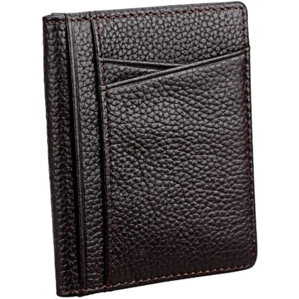 Enkel plånbok för unisex, ultratunn läderplånbok Kort plånbok Myntväska Korthållare Mynt-ID-hållare för kvinnor Herr Gif brown
