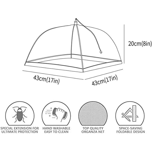 5 stycken pop-up mesh cover Återanvändbart och hopfällbart cover 17 tum Håller borta flugor, insekter, myggor