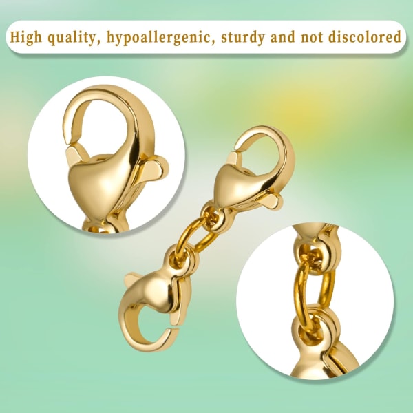 Dubbel hummerlåsförlängare, dubbelklokontakt Guldarmbandsförlängare Smyckeslås Halsbandsförkortare gold