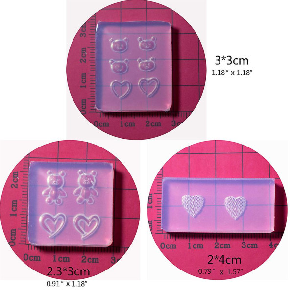 3d Mini Bear Nails Stencil Kristall Epoxi Resin Form Silikon Nail Carving Form