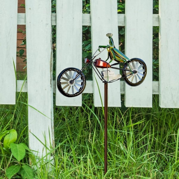 Vintage cykel metall vindsnurra, trädgårdsdjur väderkvarn vindsnurra Dekorativ trädgård skulptur Stake för trädgård gräsmatta