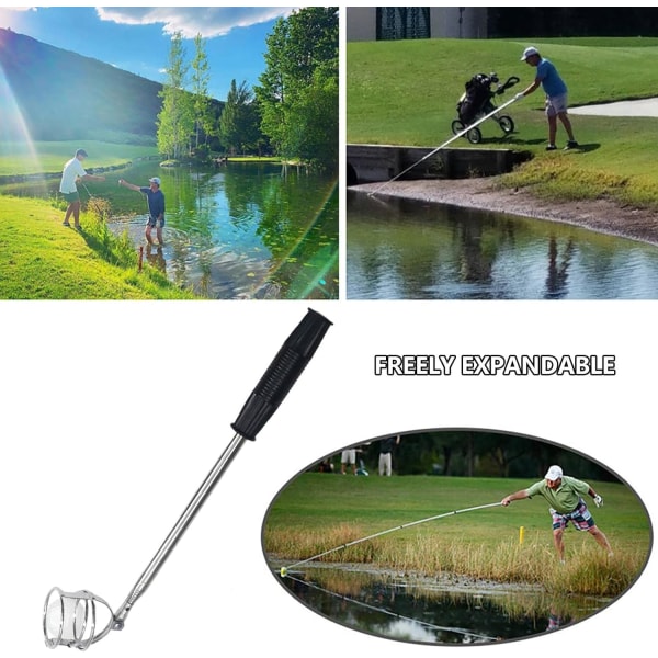 Golf Ball Retriever, Rostfri Teleskopisk utdragbar Golf Ball Retriever | Utdragbar Golf Ball Retriever black