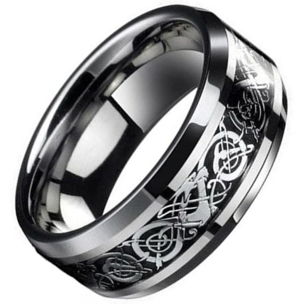 5 st Män Tungsten Carbide Ring Drakmönster Bröllopsring Ring Storlek 8 Ring