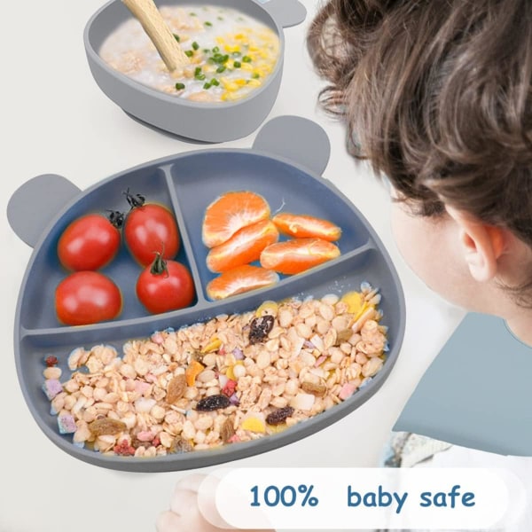 5 st Baby med skål/tallrik/kopp/sked/folkmatsklassad silikon för toddler Set baby baby