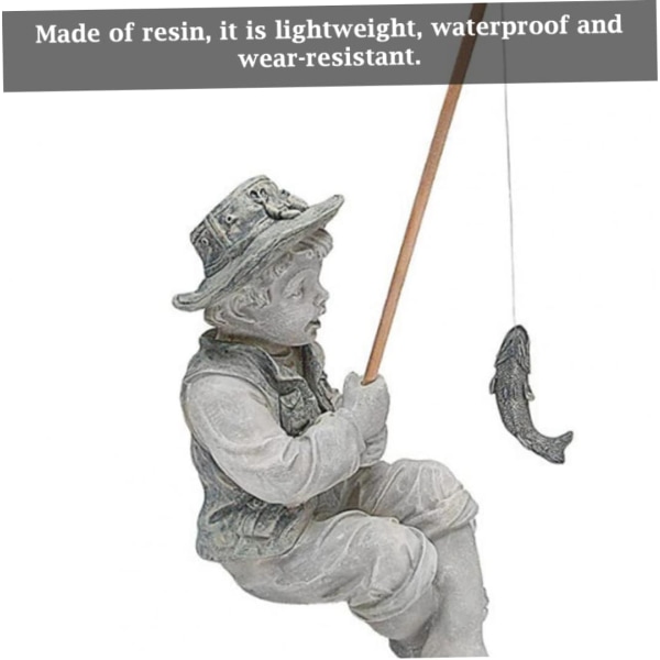 Trädgårdsfiskare Staty Hartsfiske Pojke Skulptur Dekorativ Yard Fiske  Barnfigur 2st 09be | Fyndiq