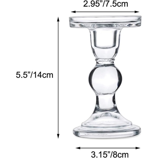Set med 2 ljusstakar i klarglas, ljusstake för bröllopsstolpar