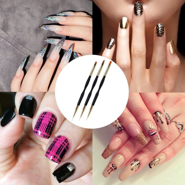 Nagelborste, nail art med dubbla ändar, set för nail art , nagelborste för nail art