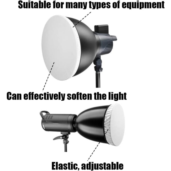 Diffuser Sock Mjuk Diffuser Lamp Cover Vit Diffuser Cap för Standard Reflector Light Flash