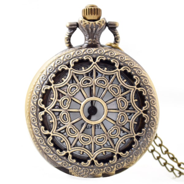 Vintage Long Chain Pocket Watch Hollow Carved Spider Web Small Pocket Watch