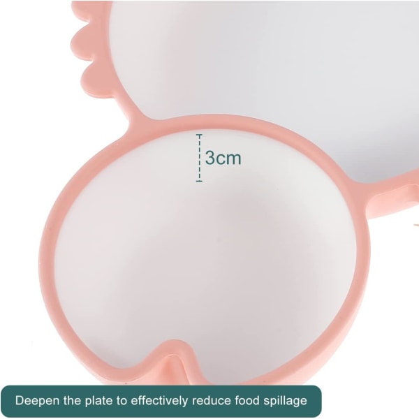 Sugplatta i silikon för småbarn Självmatande tallrik Delad skål och skål för baby Rolig krabbaform Matskål Halkfri pink