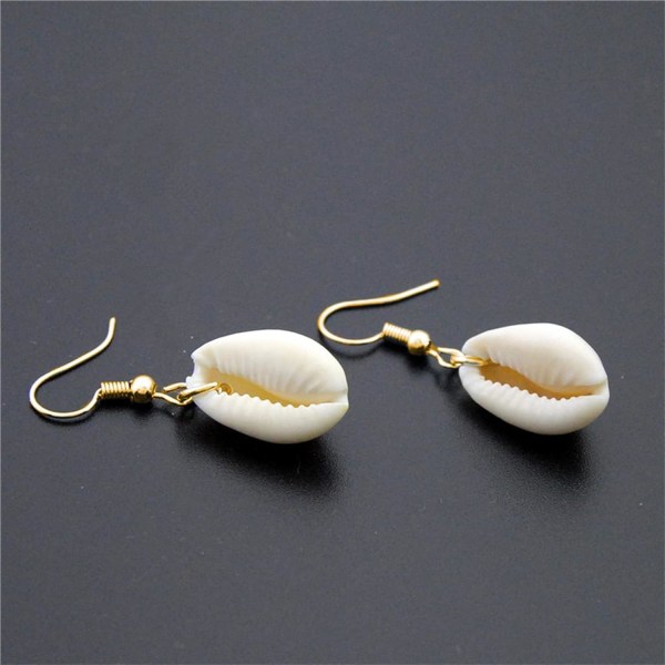 Snäckskalsörhängen Beach Sea Shell Hook Drop Dangle Örhängen för kvinnor tjejer (guld) Gold